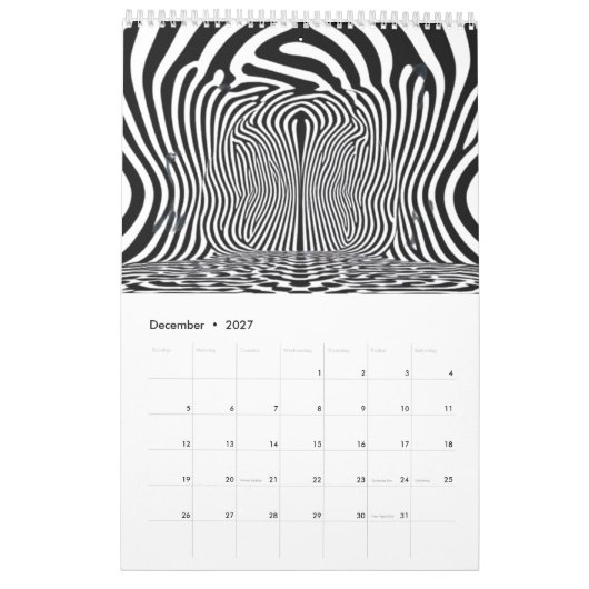 Optischer Illusionstunnel - Hypnotisches Schwarz u Kalender (Dez 2027)