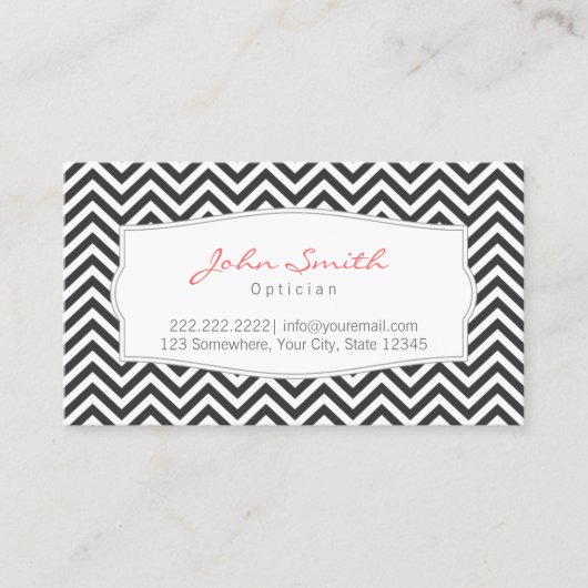 Optischer Spezialisten-dunkelgraue Zickzack Visitenkarte (Vorderseite)