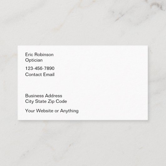 Optischer Vision Care Store Visitenkarte (Rückseite)