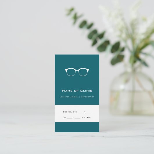 Optometrie Optometriker Moderne Aquamarine Brille Visitenkarte (Stehend Vorderseite)