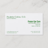 Optometrie-Visitenkarte Visitenkarte (Rückseite)