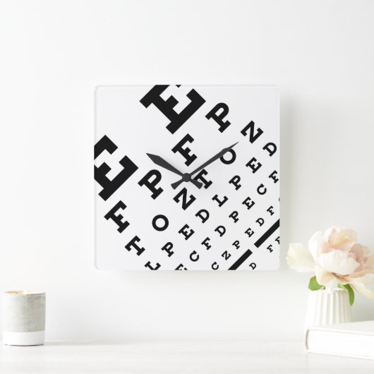 Optometrist Eyechart Quadratische Wanduhr (Zuhause)