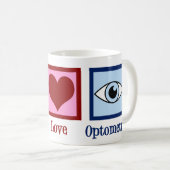 Optometristen Peace Liebe Optometrie Blauer Augena Kaffeetasse (VorderseiteRechts)