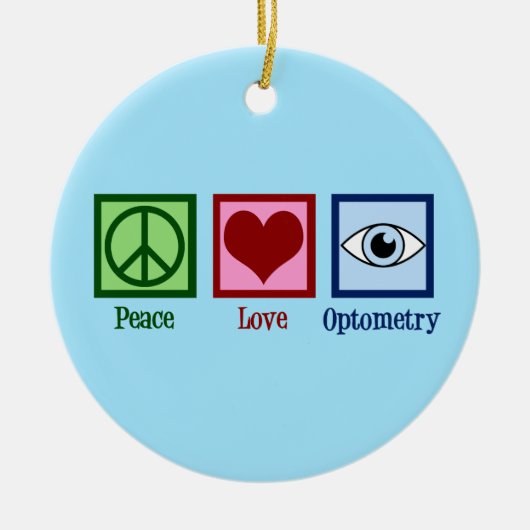 Optometristen Peace Liebe Optometrie Blauer Augena Keramik Ornament (Vorne)