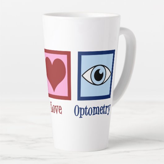 Optometristen Peace Liebe Optometrie Blauer Augena Milchtasse (Rechte Ecke)