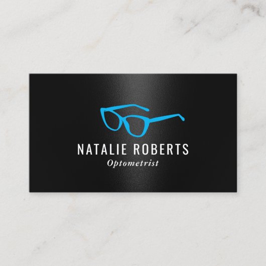 Optometristin Augenarzt Blaubrille Modernes Schwar Visitenkarte (Vorderseite)