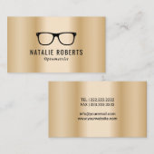 Optometristin Augenbrille Moderne Gold Metallic Visitenkarte (Vorne/Hinten)