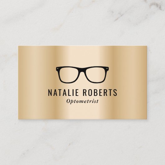 Optometristin Augenbrille Moderne Gold Metallic Visitenkarte (Vorderseite)
