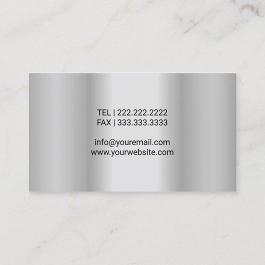 Optometristin Augenbrille Moderne Silver Metallic Visitenkarte (Rückseite)