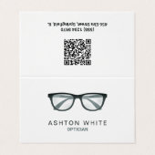 Optometristin Custom QR Visitenkarten (Außenseite Aufgefaltet)