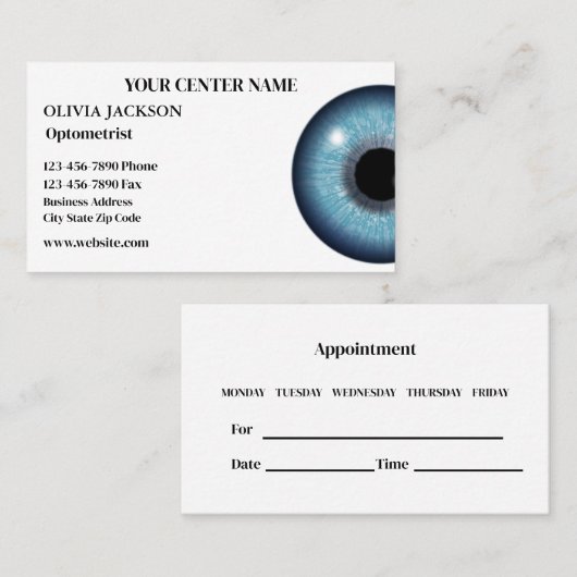 Optometristin Sehhilfe Visitenkarte (Vorne/Hinten)