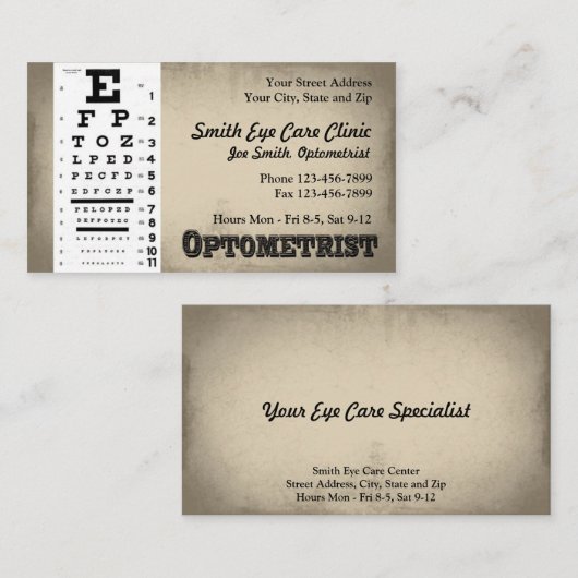 Optometristische Visitenkarte (Vorne/Hinten)