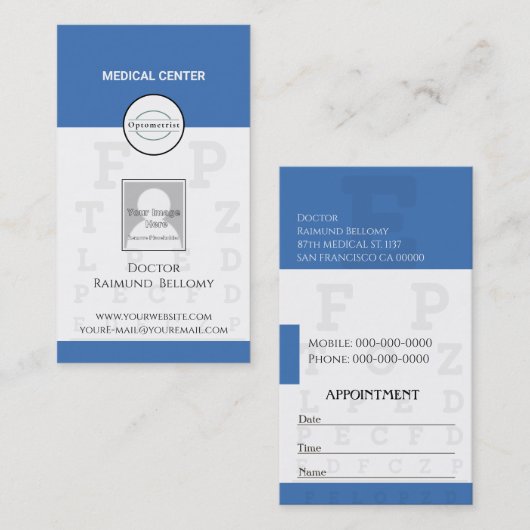 Optometristische Visitenkarte (Vorne/Hinten)