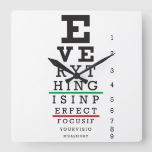 Optometry Eye Chart Quadratische Wanduhr