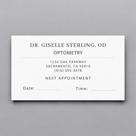 Optometry Eye Doctor Office Appointment Card Visitenkarte