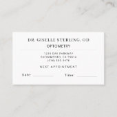 Optometry Eye Doctor Office Appointment Card Visitenkarte (Vorderseite)