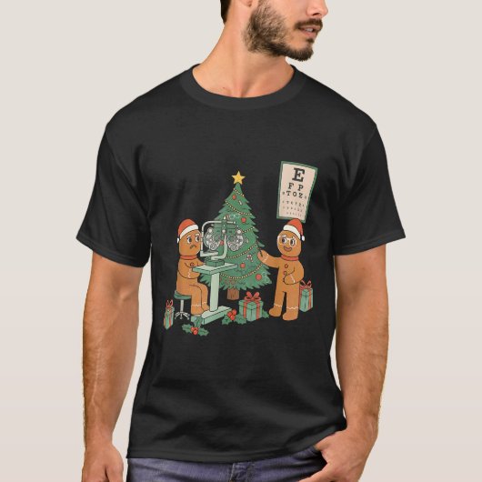 Optometry Gingerbread Christmas Optician Sight Squ T-Shirt (Vorderseite)