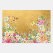 Opulence Gold Floral Hummingbird Geschenkpapier Set (Vorderseite 3)