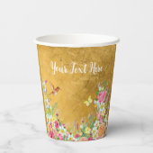 Opulence Gold Floral Hummingbird Pappbecher (Rückseite)