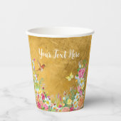 Opulence Gold Floral Hummingbird Pappbecher (Vorderseite)