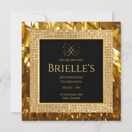 Opulence Minivites Gold Birthday Invitation