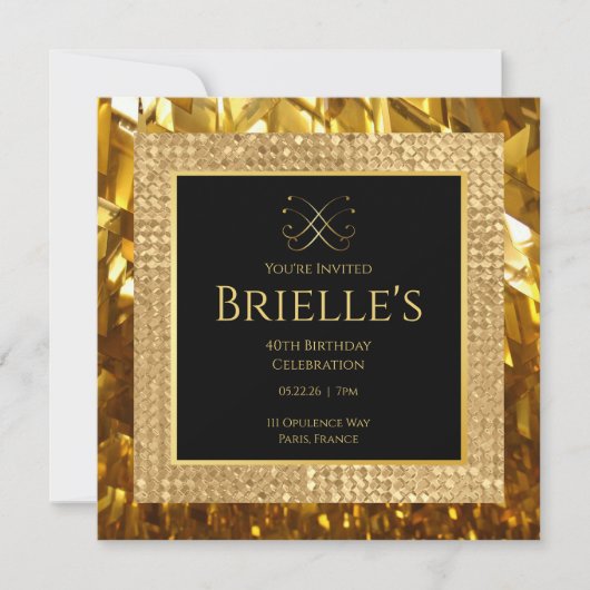 Opulence Minivites Gold Birthday Invitation (Vorderseite)