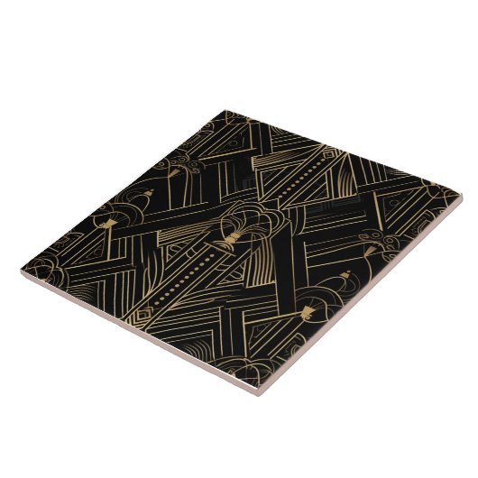 Opulent Art Déco, Black Gold, Geometrisches Design Fliese (Seite)