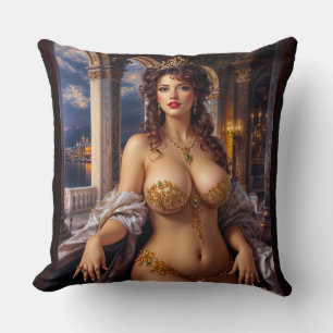 Opulent Beauty Regal Elegantes Porträt von Xzendor Kissen