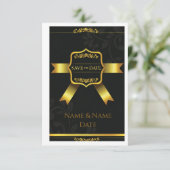 Opulent Black Damask Wedding Save the Date (Stehend Vorderseite)