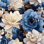 Opulent Blue and Ivory Floral Table Runner Großer Tischläufer