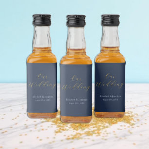 Opulent Blue Wedding Alkoholflaschenetikett