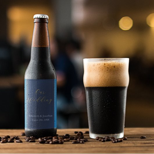 Opulent Blue Wedding Bierflaschenetikett