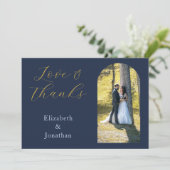 Opulent Blue Wedding Dankeskarte (Stehend Vorderseite)