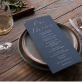 Opulent Blue Wedding Menükarte