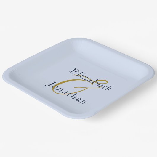 Opulent Blue Wedding Pappteller (Gewinkelt)