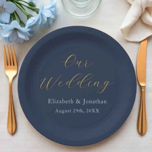 Opulent Blue Wedding Pappteller