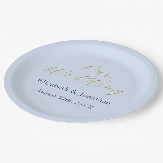 Opulent Blue Wedding Pappteller (Schrägansicht)