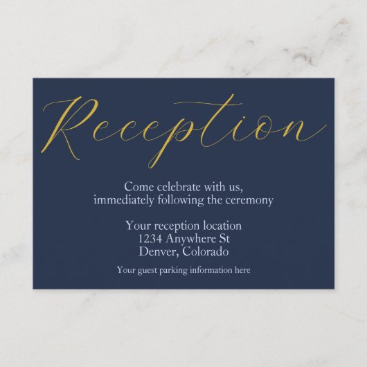 Opulent Blue Wedding Reception Begleitkarte (Vorderseite)