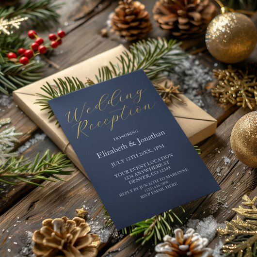 Opulent Blue Wedding Reception Einladung