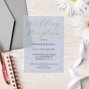 Opulent Blue Wedding Reception Pergament Einladungen