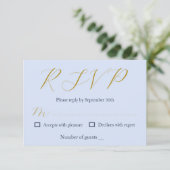 Opulent Blue Wedding RSVP Karte (Stehend Vorderseite)
