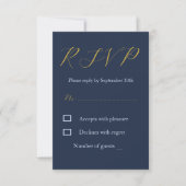 Opulent Blue Wedding RSVP Karte (Vorderseite)