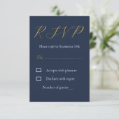 Opulent Blue Wedding RSVP Karte (Stehend Vorderseite)
