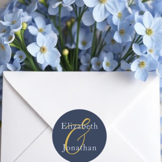 Opulent Blue Wedding Runder Aufkleber