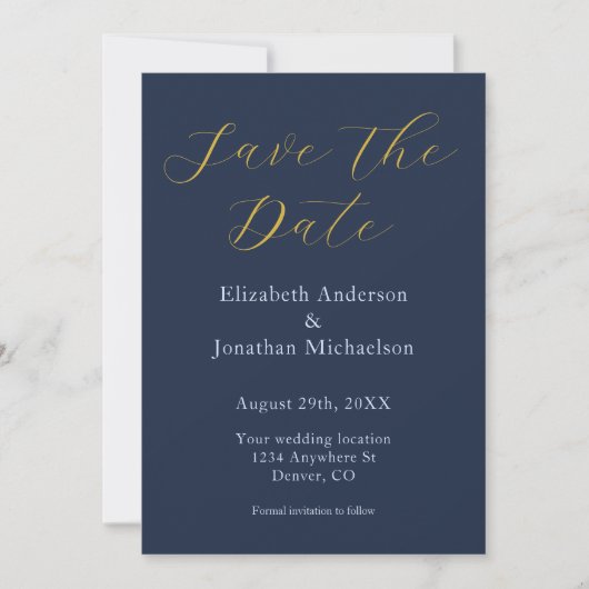 Opulent Blue Wedding Save The Date (Vorderseite)
