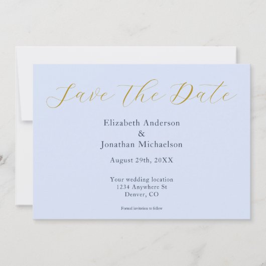 Opulent Blue Wedding Save The Date (Vorderseite)