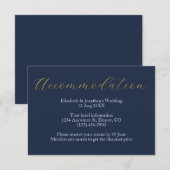 Opulent Blue Wedding Unterkunft Begleitkarte (Vorne/Hinten)