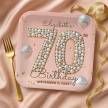 Opulent Blush Pink Gold Pearl Mosaik 70. Geburtsta