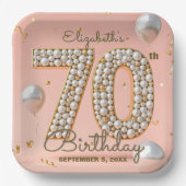 Opulent Blush Pink Gold Pearl Mosaik 70. Geburtsta Pappteller (Vorderseite)