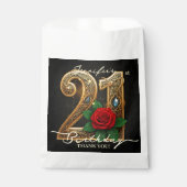 Opulent Chic Gold Filigree Red Rose 21st Birthday Geschenktütchen (Vorderseite)
